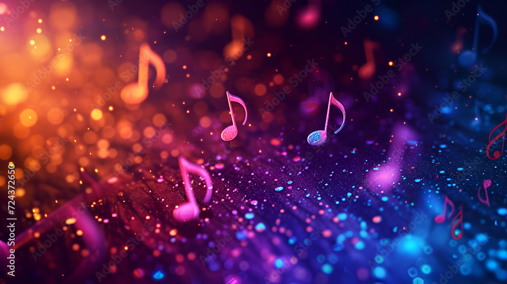 Music colorful music note theme,  Abstract Colorful music background with notes, Colorful music notes background, Colorful music notes background, Generative Ai,  - obrazy, fototapety, plakaty 