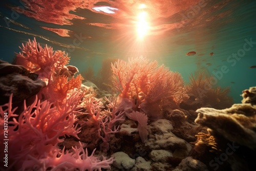 Surreal Sunset: Coral in the warm hues of a surreal underwater sunset.