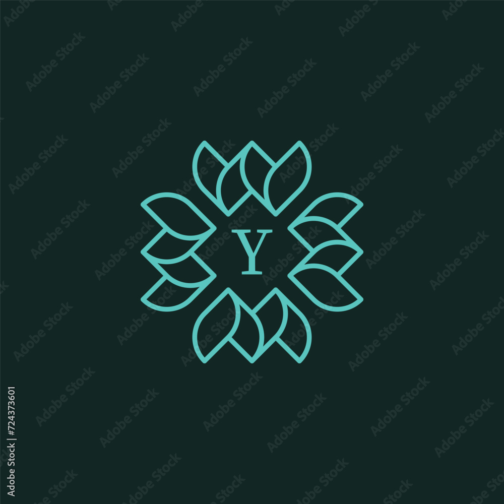 Initial letter Y floral ornamental border frame logo Initial letter Y floral ornamental border frame logo