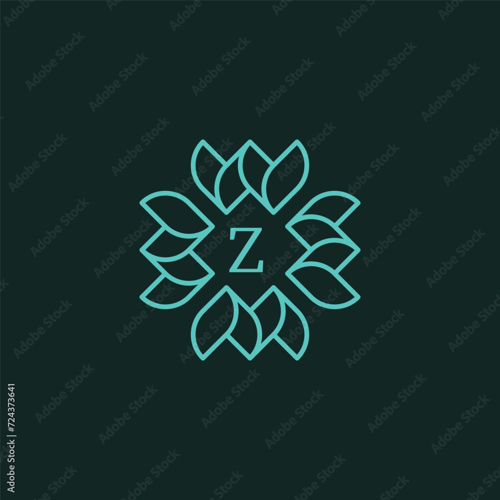Initial letter Z floral ornamental border frame logo Initial letter Z floral ornamental border frame logo
