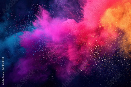 Holi Festival Poster design  realistic  HD  copy space - generative ai