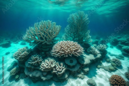 An underwater pedestal on the ocean floor that displays an empty coral sculpture.