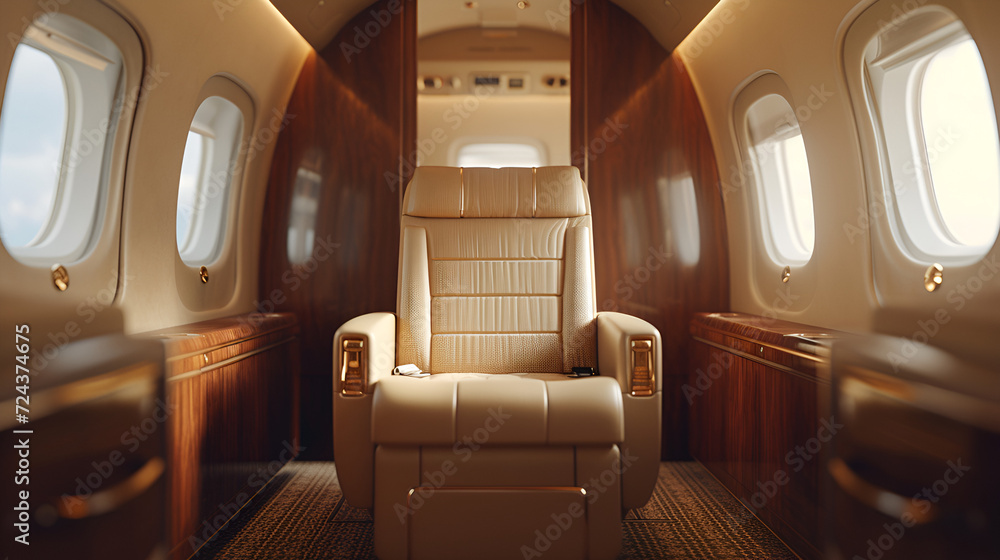 first class business luxury seats for vacations or corporate airplane travel. Generative AI. - obrazy, fototapety, plakaty 