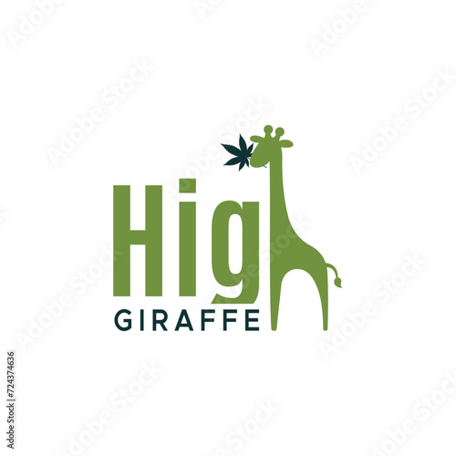 High giraffe cannabis weed cbd logo design icon element vector