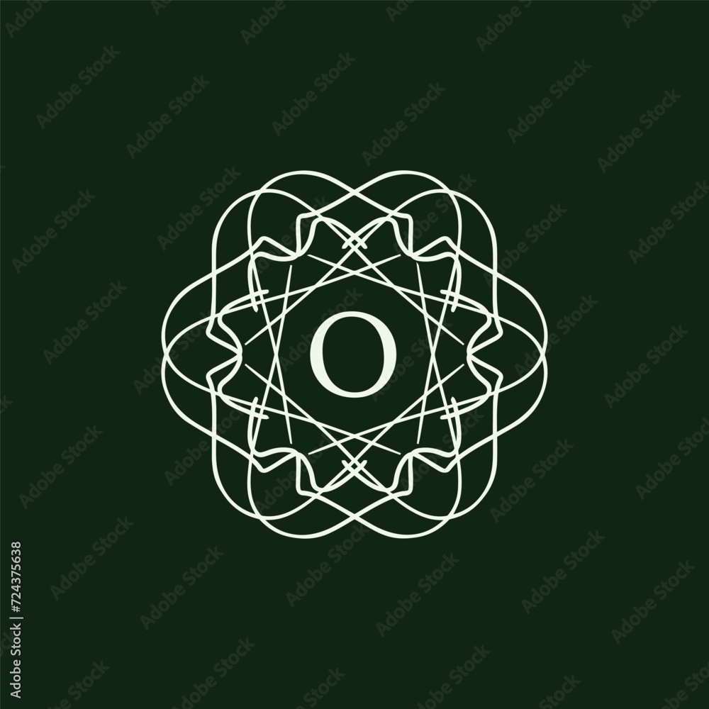 Initial letter O floral ornamental border circle frame logo Initial letter O floral ornamental border circle frame logo