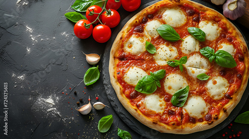 Ingredients for traditional Italian pizza, generative ai
