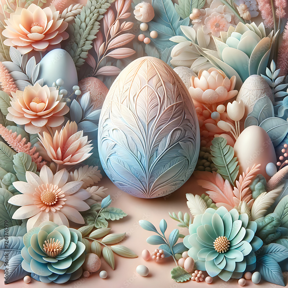 Colorful Easter Eggs and Flowers in a Basket for Spring Celebration, Pastel Color, 4K Colorful Easter Eggs and Flowers in a Basket for Spring Celebration, Pastel Color, 4K