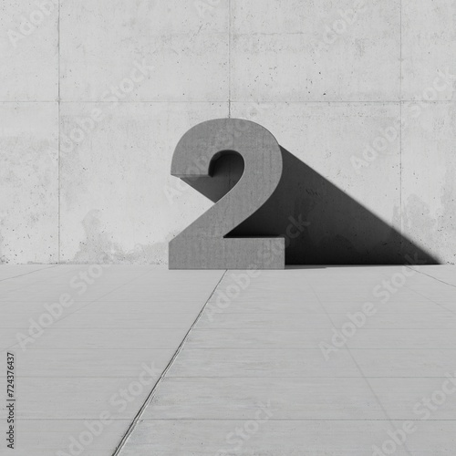 Concrete Number Two 2 Floor Font Character Sign Symbol