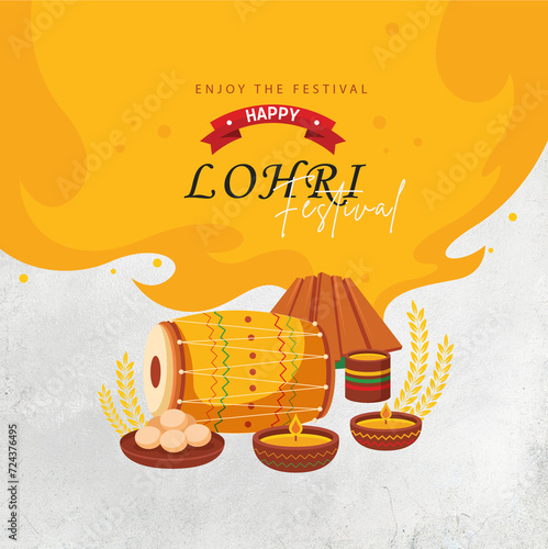 Lohri Festival Poster - Han...