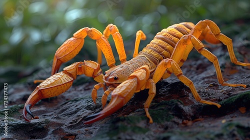 Scorpion moving across sand © kardaska