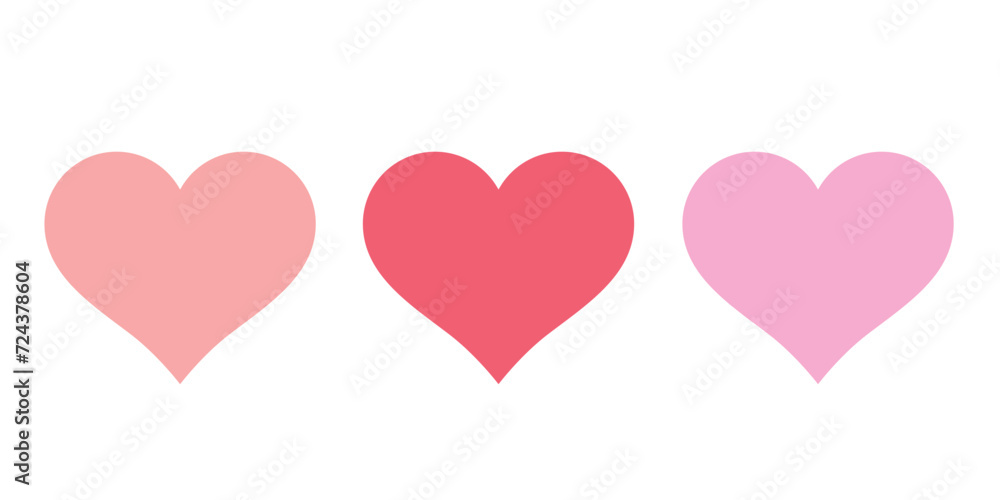 Set multicolored pastel hearts. Valentine Day greeting card design elements.
