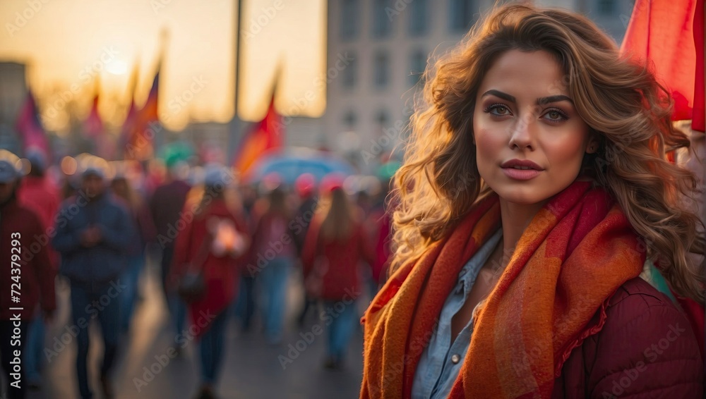 Thousands of people march in the city streets for the Expo, universal exposition on the theme of food in Milan.