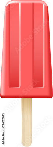 Red, watermalon, strawberry ice cream stick or popsicle clipart. Isolated on transparent background.