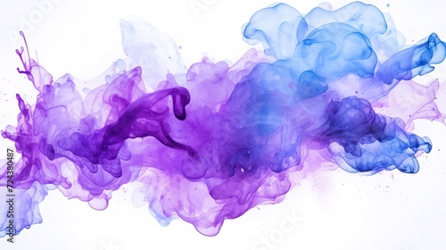 Purple blue background watercolor. Purple blue splash watercolor. Water color backdrop. Purple blue background watercolor. Colorful Abstract Purple blue splash watercolor on white, generative ai