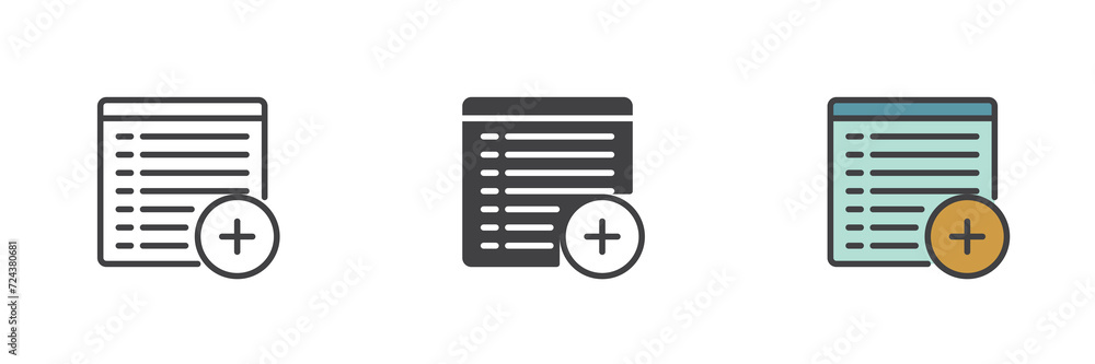 Add to schedule different style icon set. Add to schedule different style icon set.