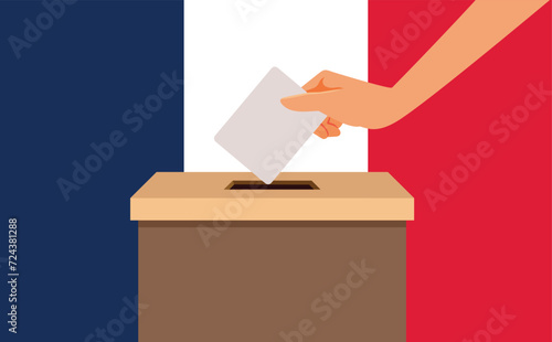 Political Elections in France and People Voting Vector Concept Illustration. French people voting for new government in national elections 
 photo