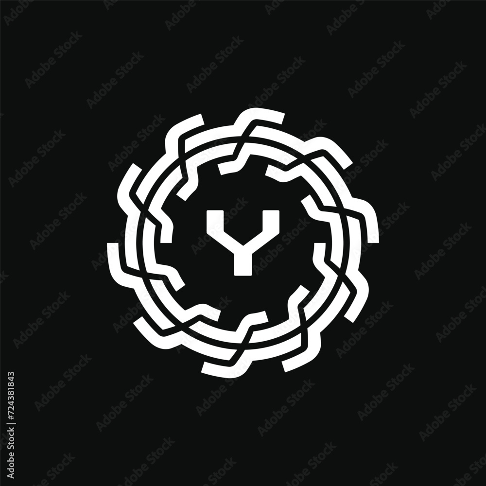 elegant and premium initial letter Y symmetrical technology floral logo