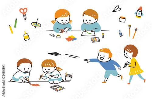 simple illustration of children and craft