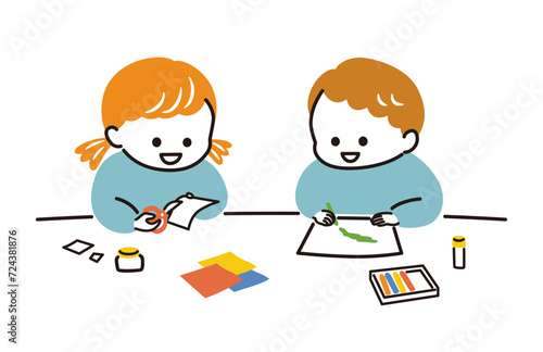 simple illustration of children and craft
