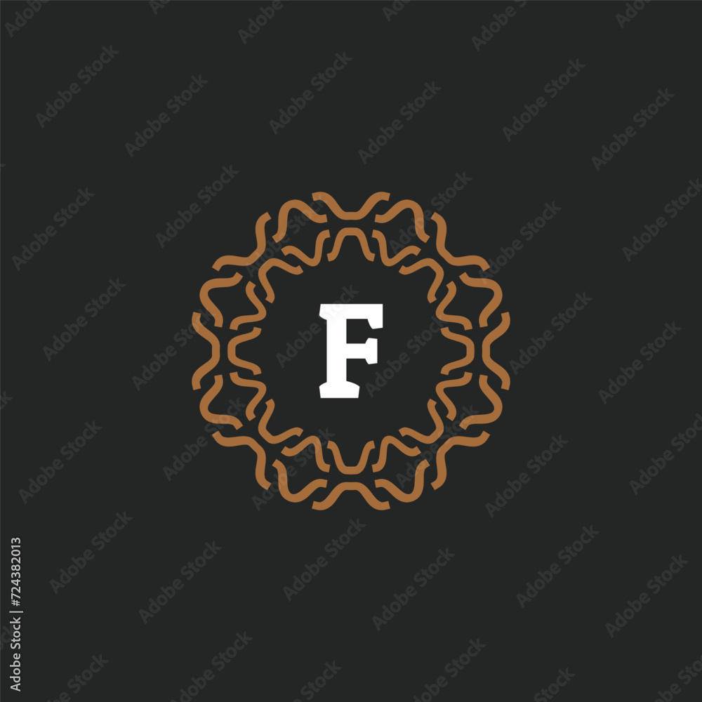 Obraz premium Initial letter F ornamental border circle frame logo