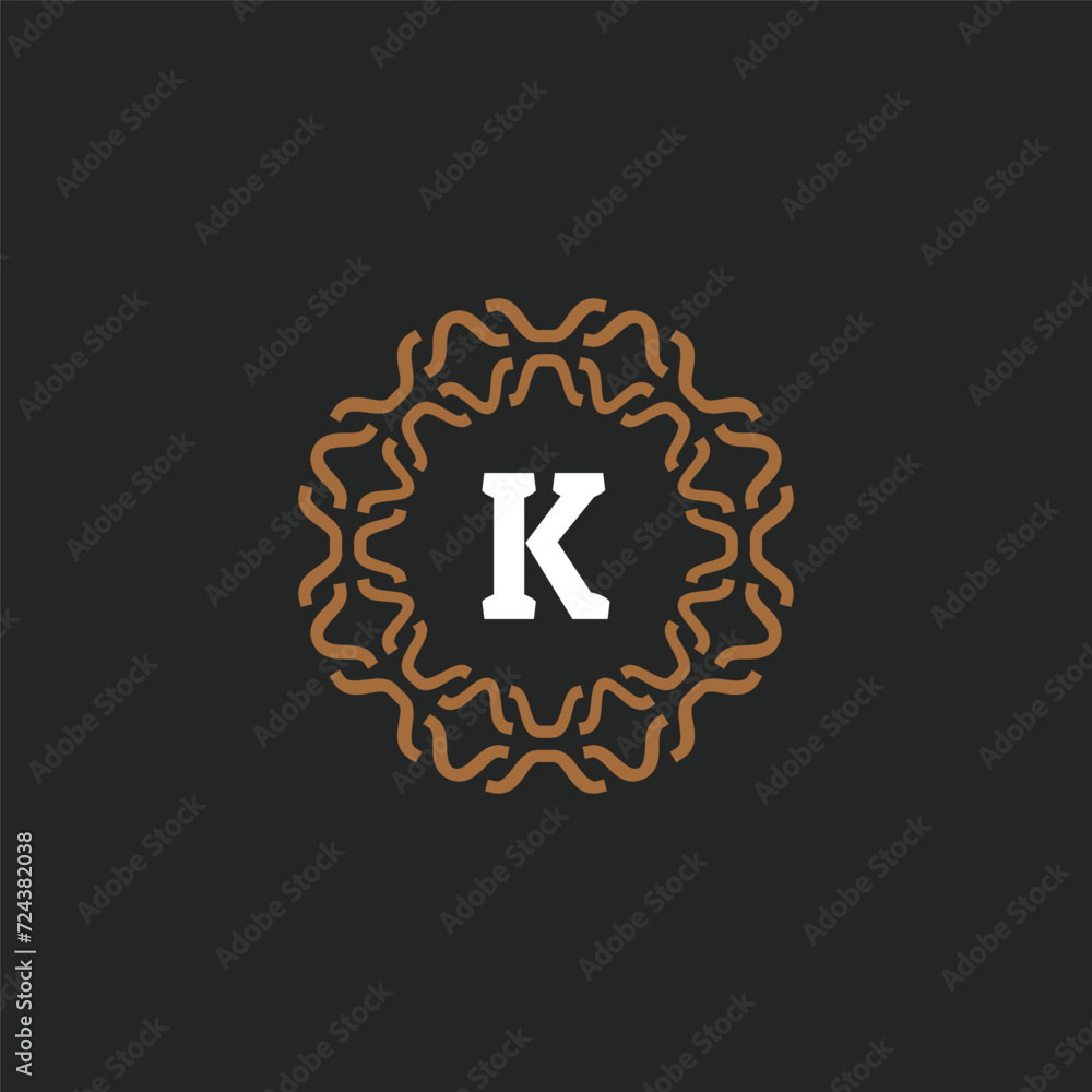 Obraz premium Initial letter K ornamental border circle frame logo