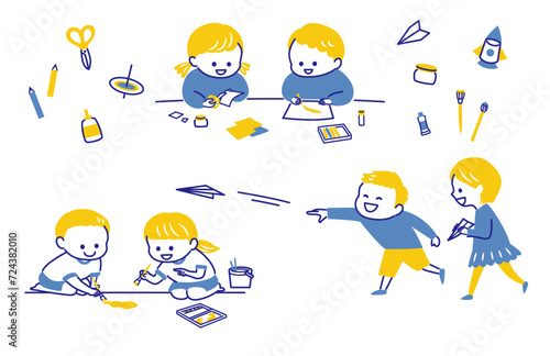 simple illustration of children and craft