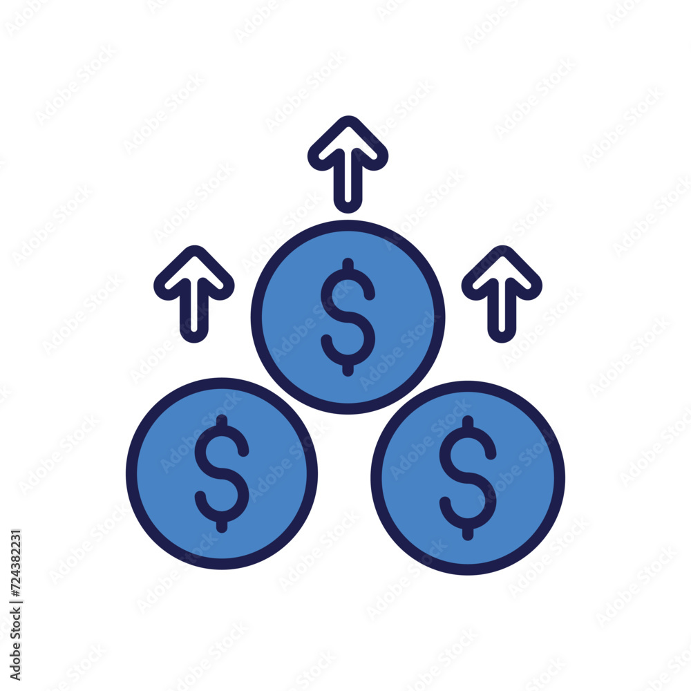 funds raising icon with white background vector stock illustration funds raising icon with white background vector stock illustration