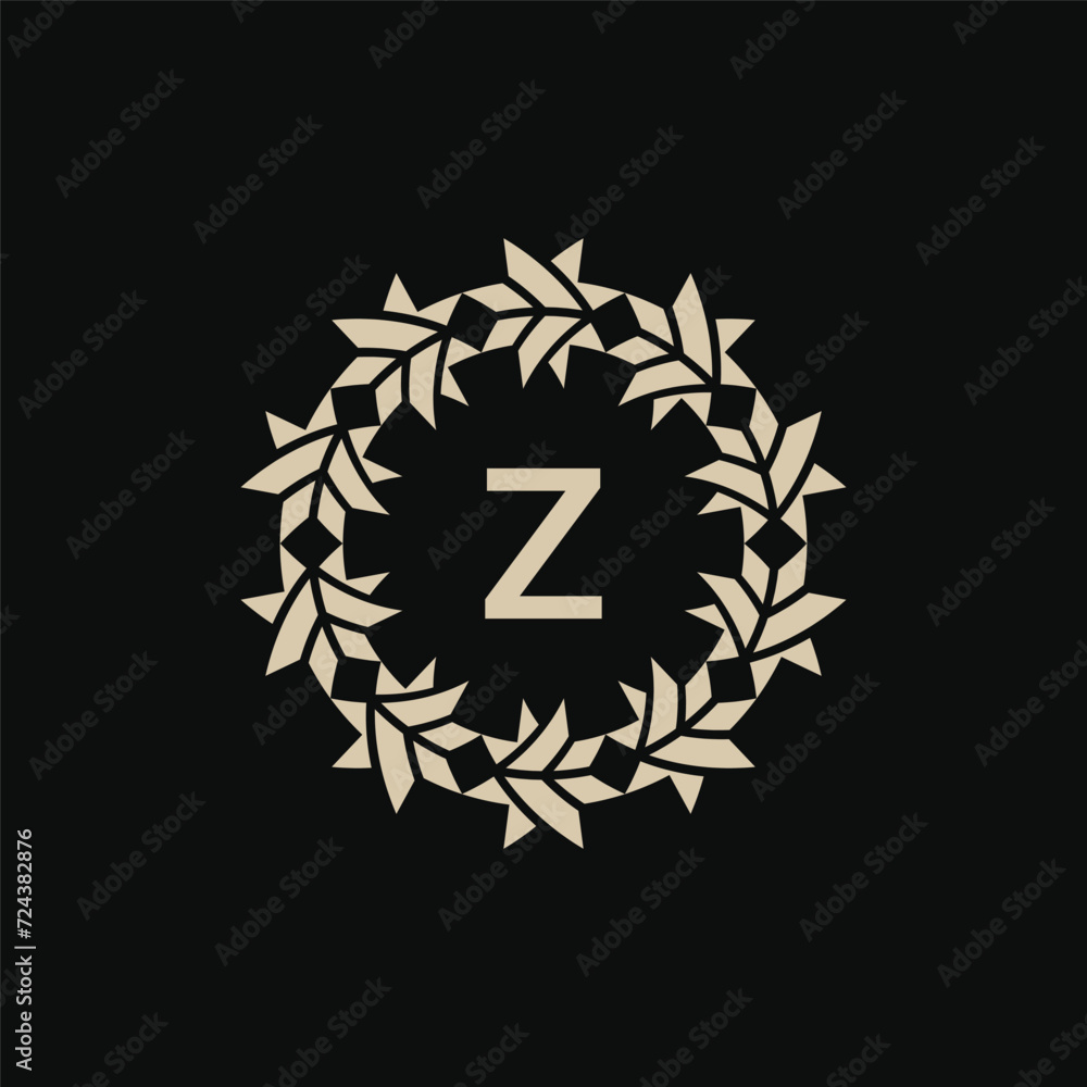 Initial letter Z ornamental border circle frame logo Initial letter Z ornamental border circle frame logo