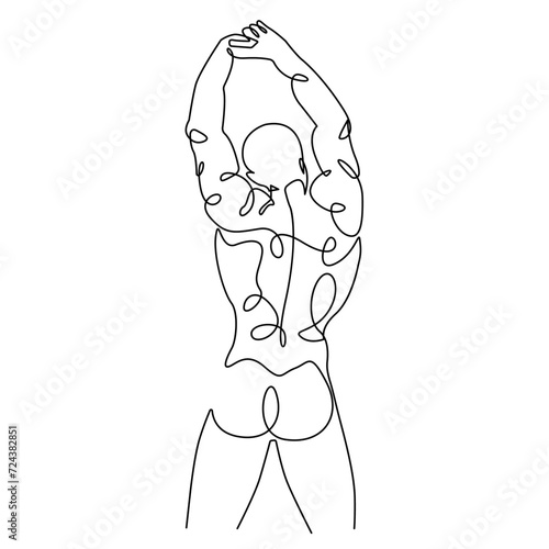 Male Nude Body Continuous One Line Drawing. Man Body Black Sketch Art. Abstract Male Figure Minimal Silhouette. Vector EPS 10