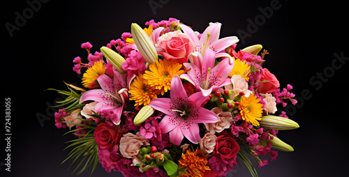 bouquet of flowers, an image of bright pink flowers in bloom in the park