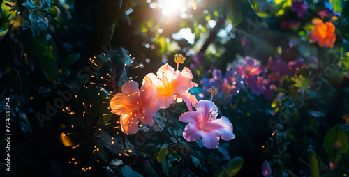 flowers in the water, autumn leaves in the water, A realistic photograph was taken with a high