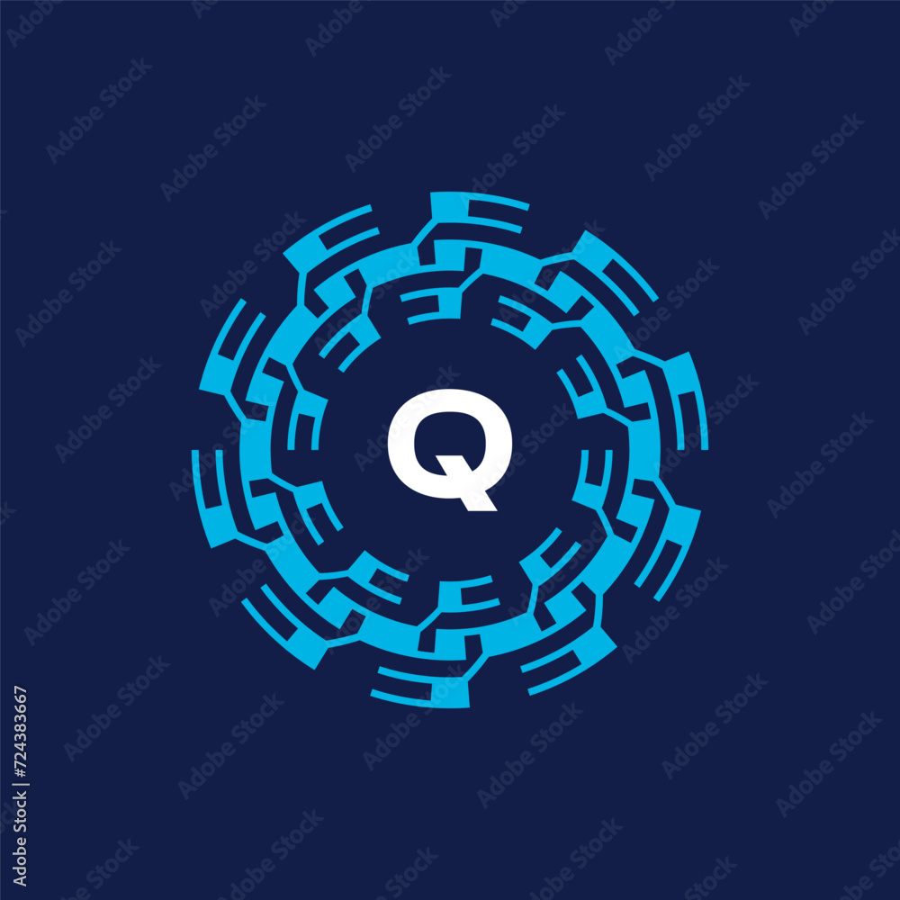 Initial letter Q ornamental border circle frame logo Initial letter Q ornamental border circle frame logo