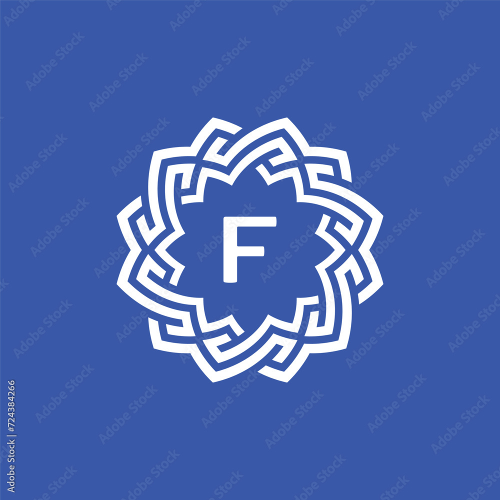 Initial letter F ornamental border circle frame logo Initial letter F ornamental border circle frame logo
