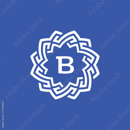 Initial letter B ornamental border circle frame logo