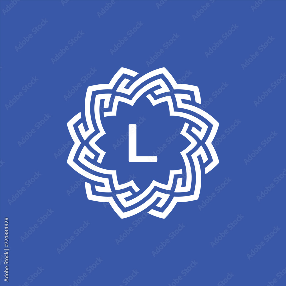 Initial letter L ornamental border circle frame logo Initial letter L ornamental border circle frame logo