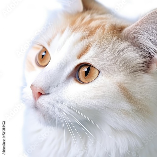 close up portrait of a cat face isolated on white background 
