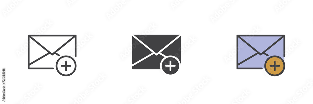 Add email message different style icon set Add email message different style icon set