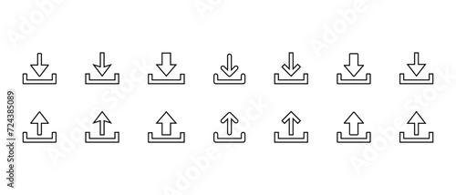 Download and upload icon set collection in line style