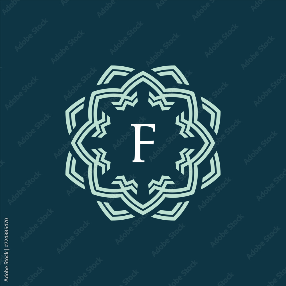 Obraz premium Initial letter F ornamental border circle frame logo
