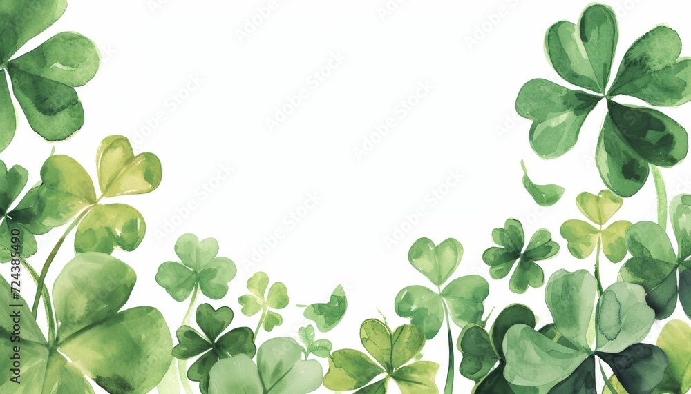 St. Patrick's Day Watercolor Clover Border - Perfect for Festive Backgrounds