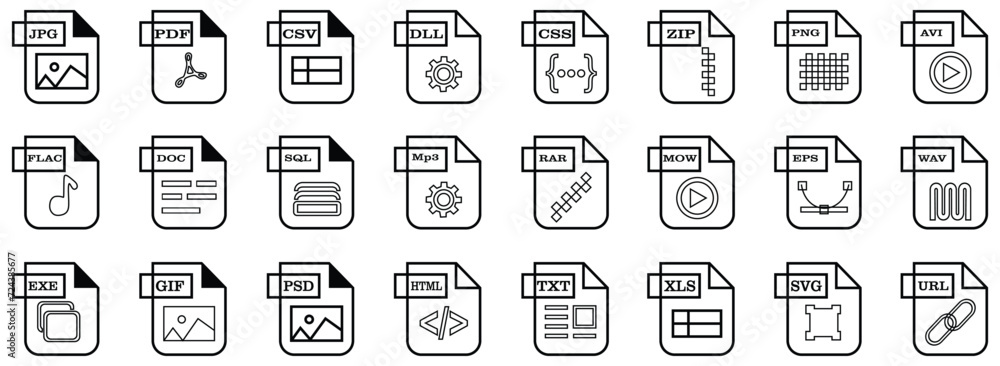 Document line editable icon set Stock Vector | Adobe Stock