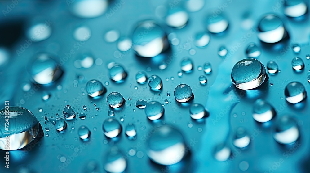 Macro Dew Drops on Green, Closeup Rain Wallpaper, Color Water Droplets Backdrop, Wet Texture Background, Liquid Beads