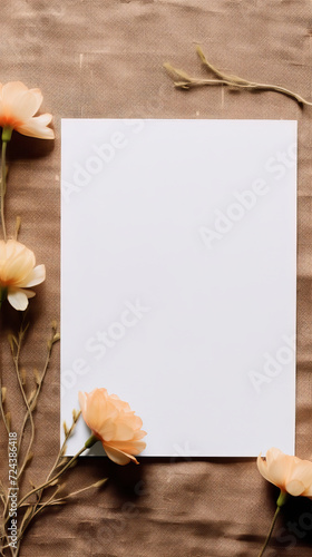 A Greeting Card with Elegant White Roses and Rustic Brown Background: A Timeless Classic, Generative AI