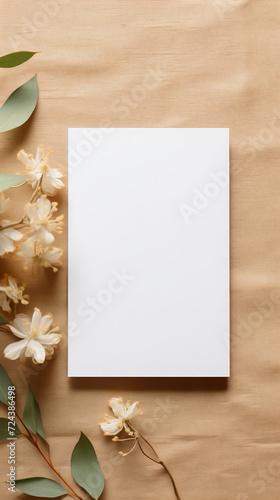 Elegant White Roses on Rustic Brown Background: A Beautiful and Serene Greeting Card, Generative AI