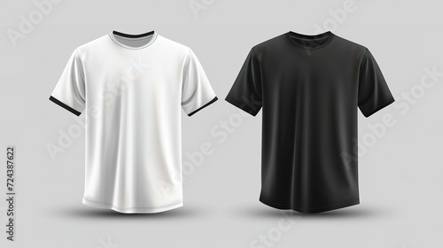 Black and White mens t-shirt template realistic mockup , generative ai