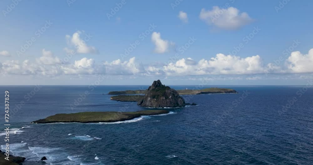 Aerial descending towards rock formation, Fernando de Noronha, Brazil. Hyperlapse Aerial descending towards rock formation, Fernando de Noronha, Brazil. Hyperlapse