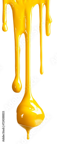 Yellow color Drip, isolated PNG object