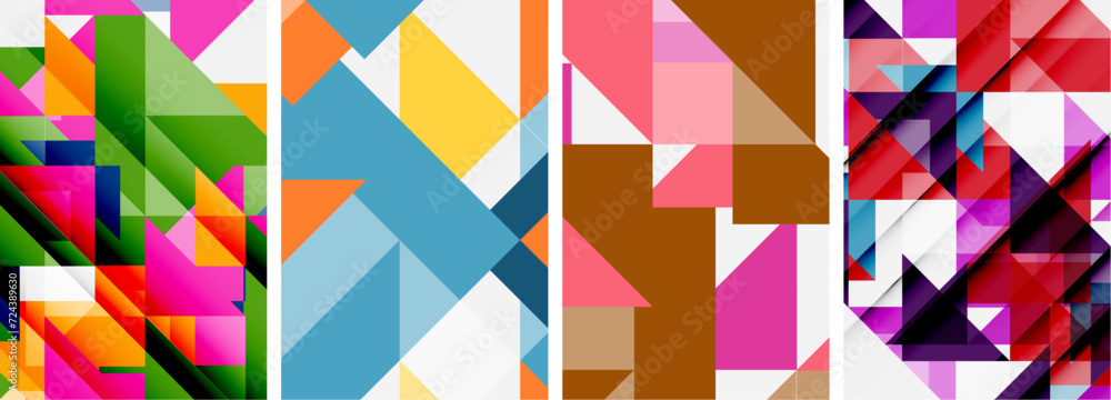 Triangle poster geometric background set Triangle poster geometric background set