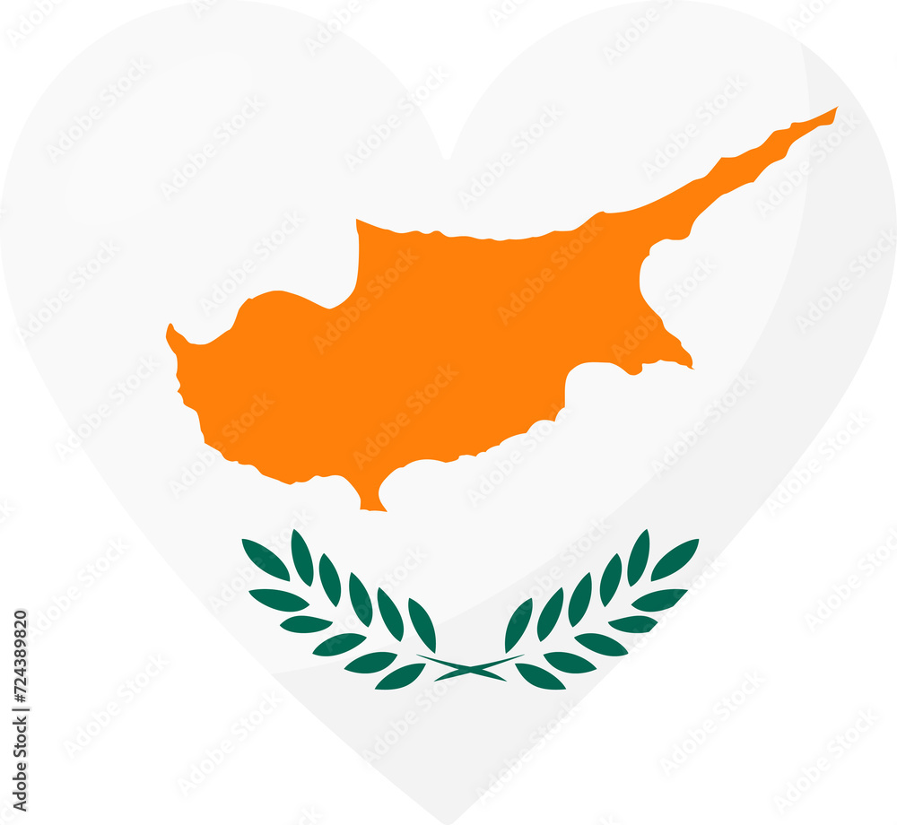 Cyprus flag heart 3D style.