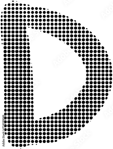 Halftone alphabet letter D